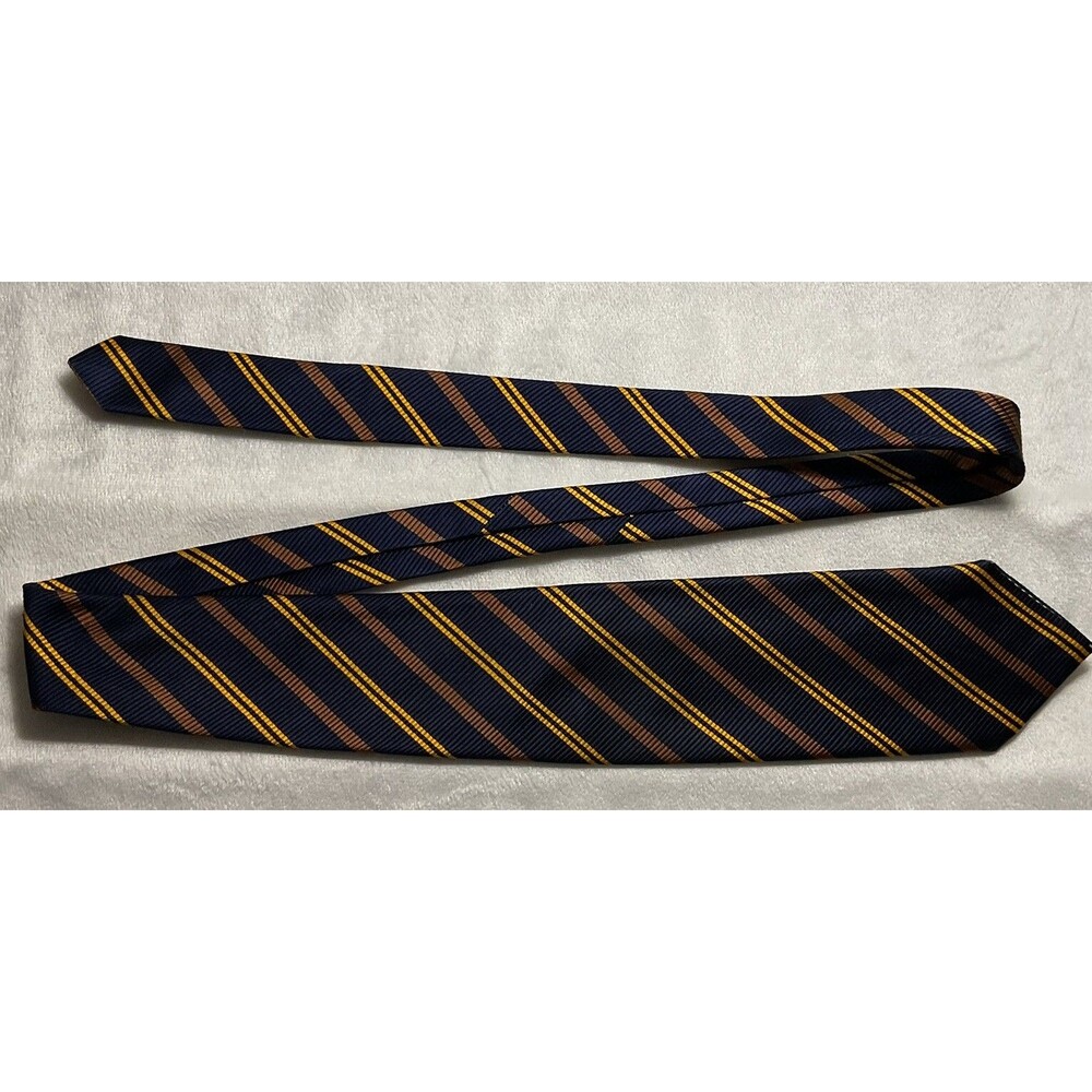 Men’s Italian Silk Blue And Gold Striped Tie